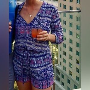 Eight Sixty Romper in Blue / Multi Color size Small